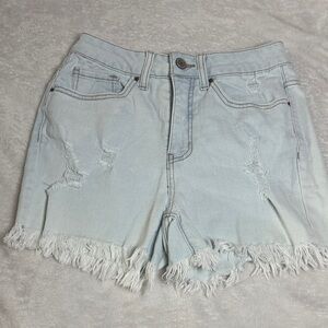 Time and Tru Light Blue Frayed Denim Shorts